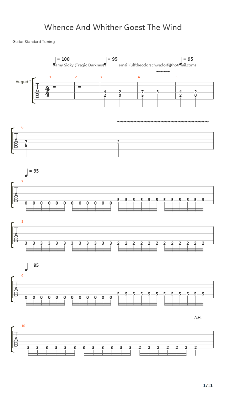 Whence And Whither Goest The Wind吉他谱