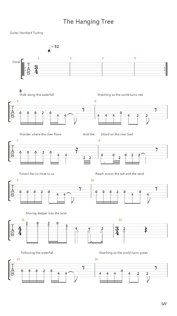 The Hanging Tree吉他谱