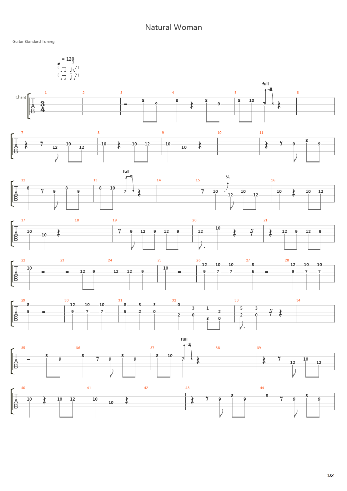 Natural Woman吉他谱