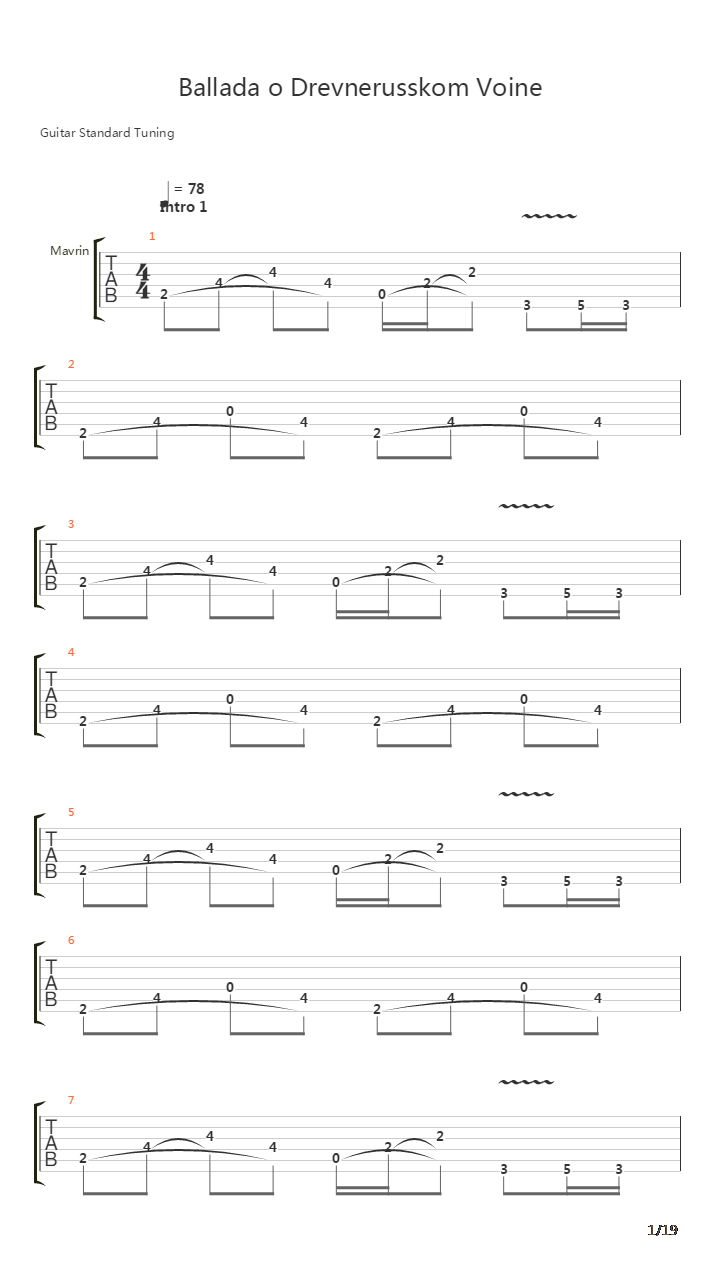 Ballada O Drevnerusskom Voine吉他谱