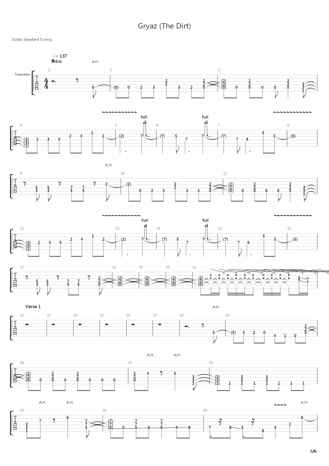 Gryaz吉他谱