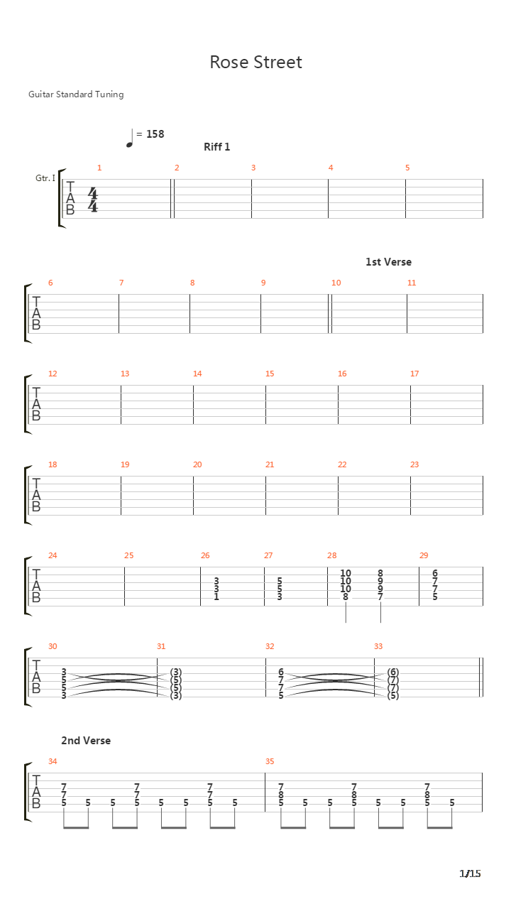 Rose Street吉他谱