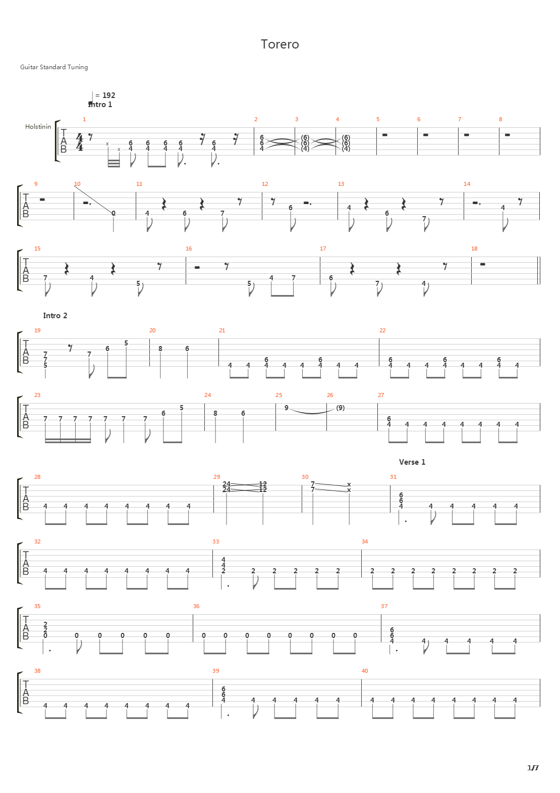 Torero吉他谱