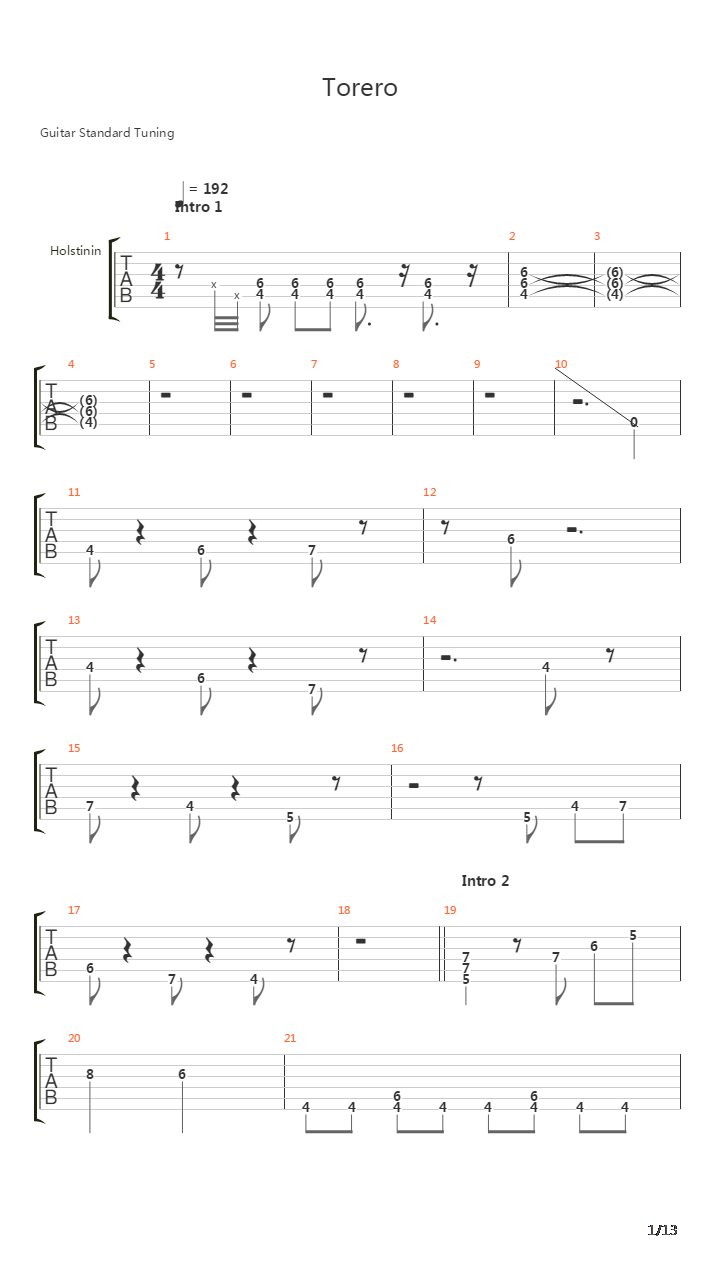 Torero吉他谱