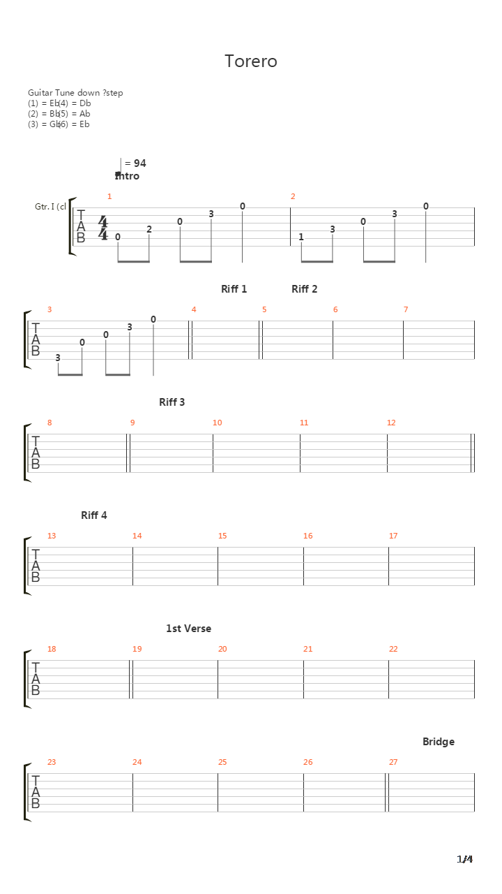 Torero吉他谱