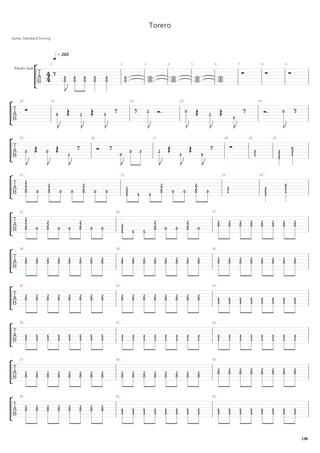 Torero吉他谱