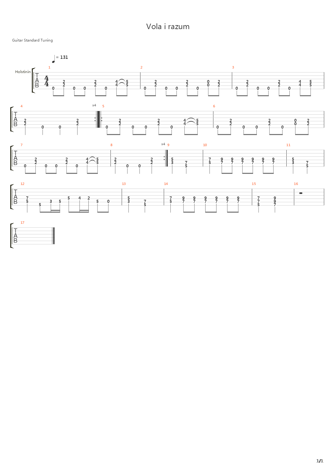 Vola I Razum吉他谱