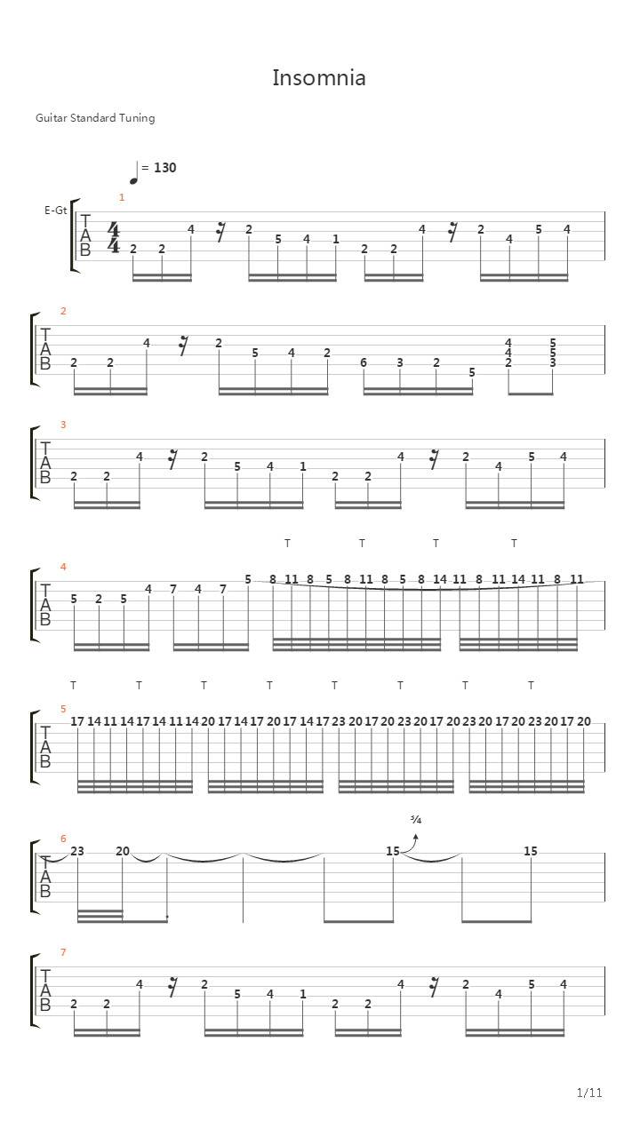 Insomnia吉他谱