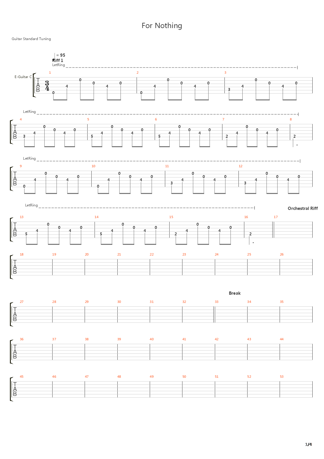 For Nothing吉他谱