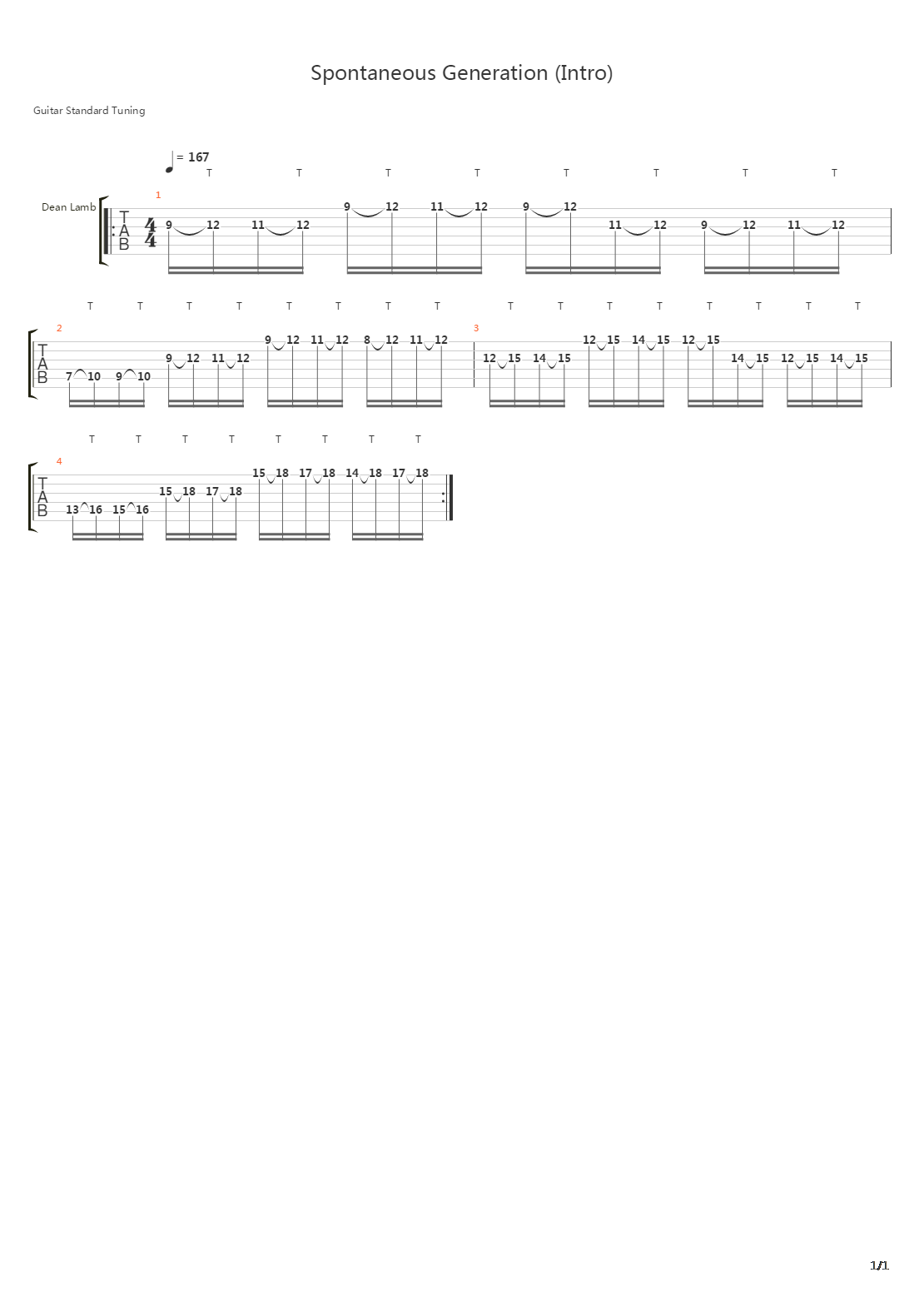 Spontaneous Generation吉他谱