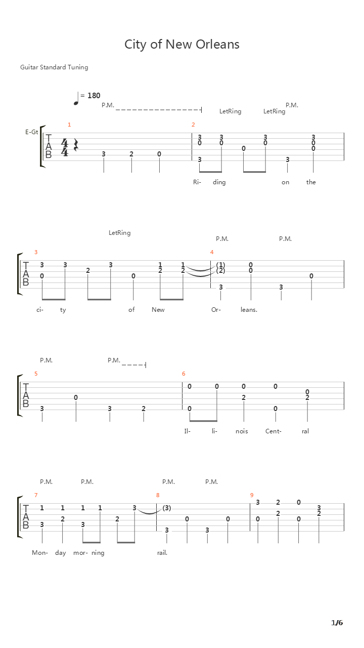 City Of New Orleans吉他谱