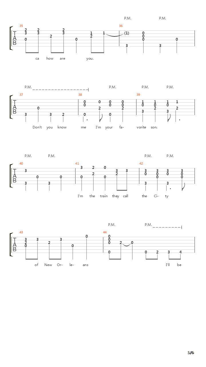City Of New Orleans吉他谱