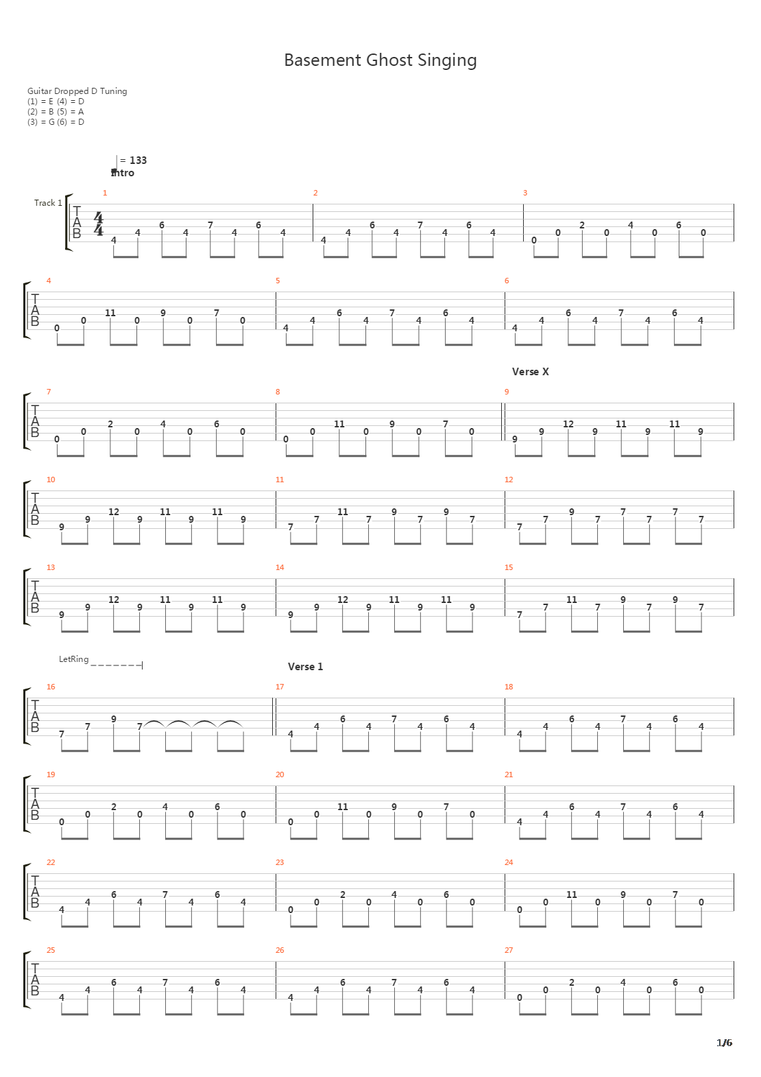 Basement Ghost Singing吉他谱