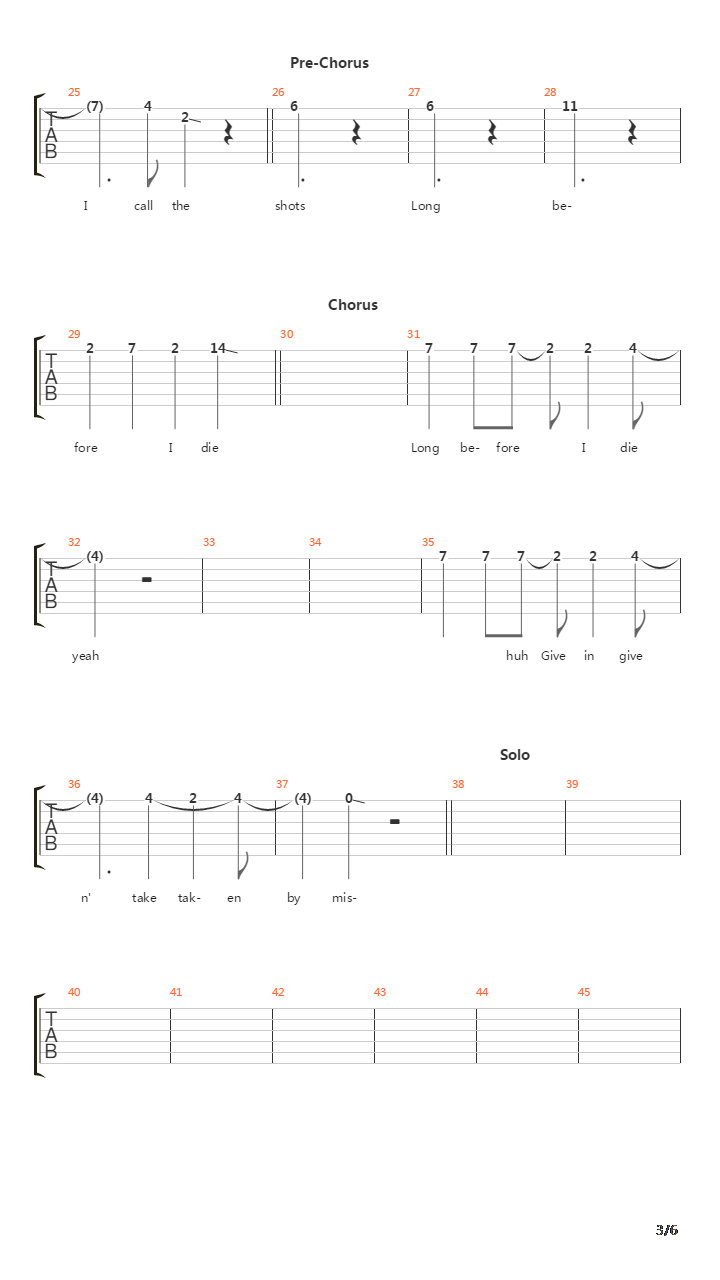 Long Before I Die吉他谱