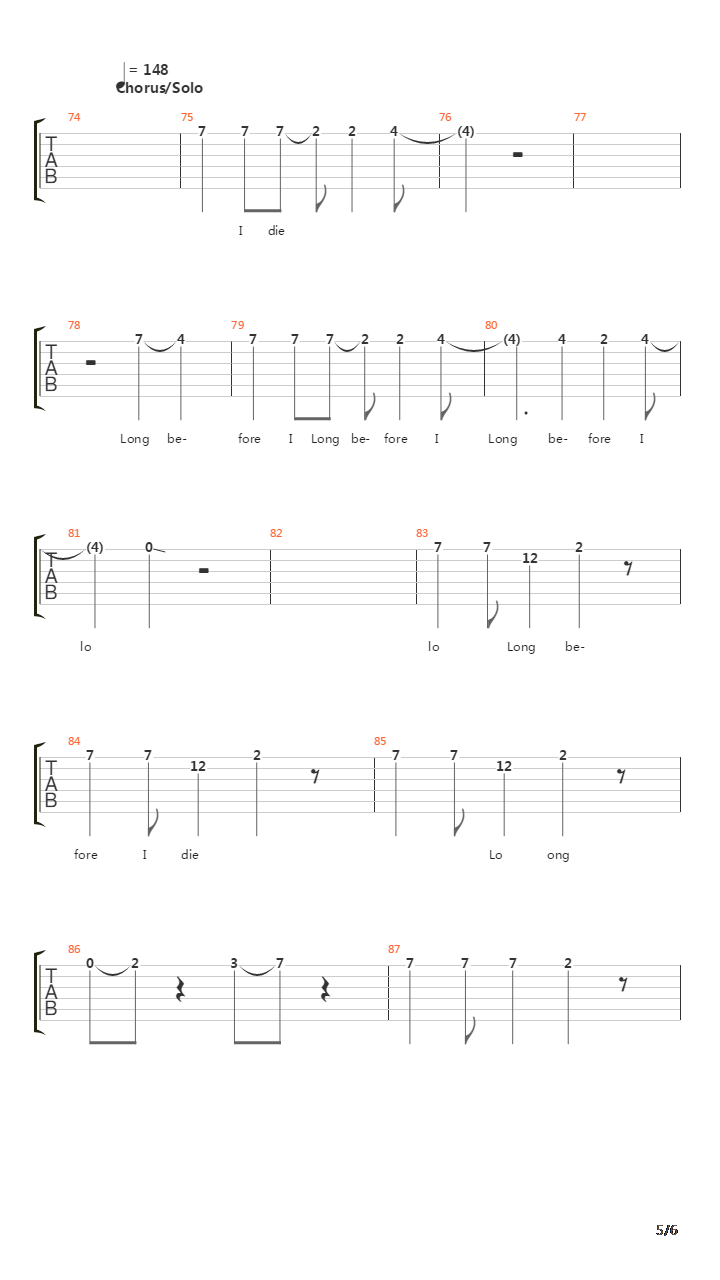 Long Before I Die吉他谱