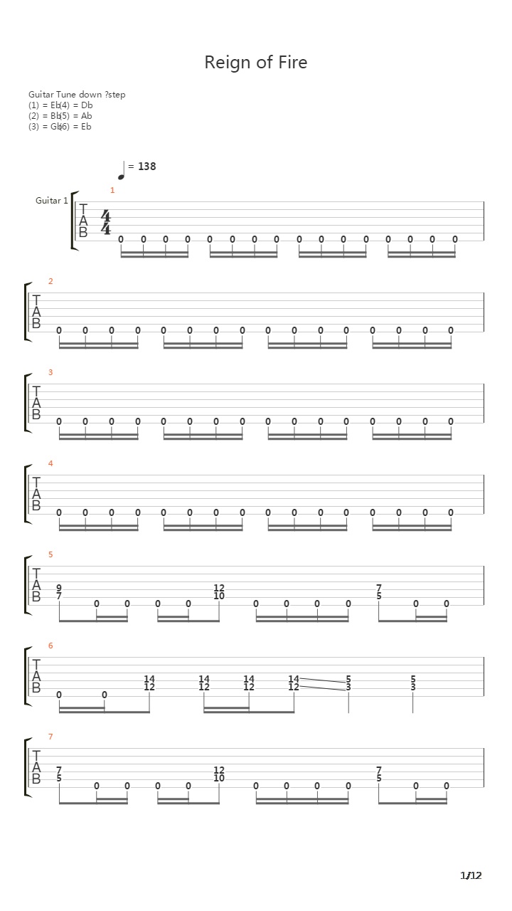 Reign Of Fire吉他谱
