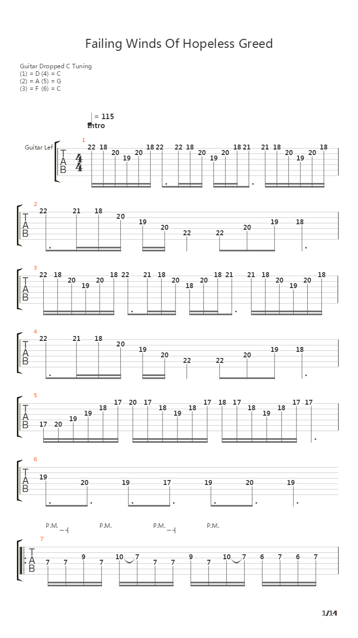 Failing Winds Of Hopeless Greed吉他谱