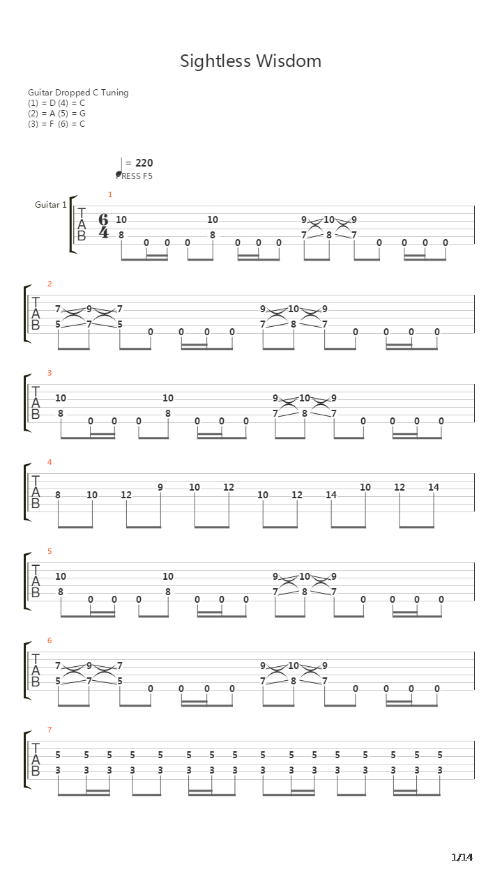 Sightless Wisdom吉他谱