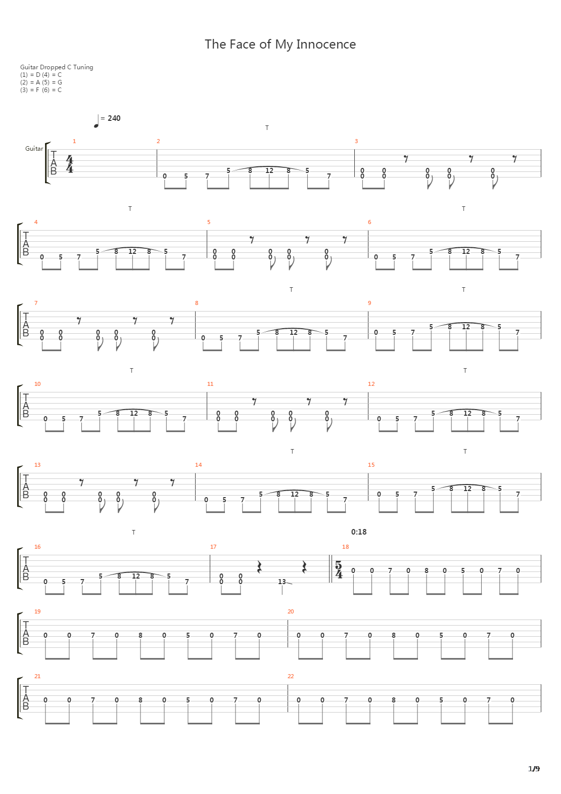The Face Of My Innocence吉他谱