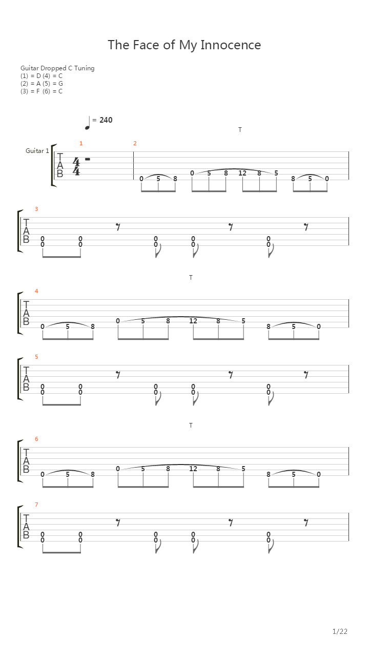 The Face Of My Innocence吉他谱