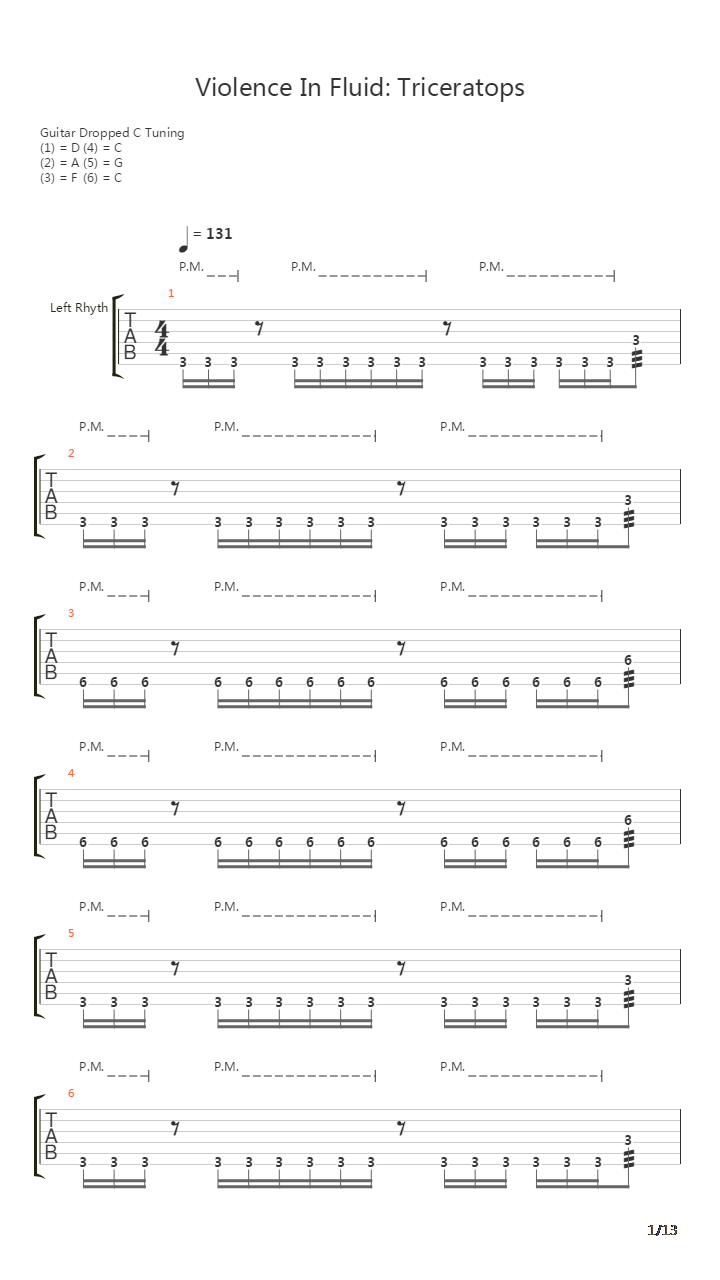 Violence In Fluid Triceratops吉他谱