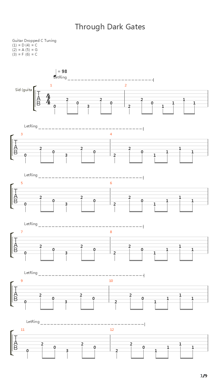 Through Dark Gates吉他谱