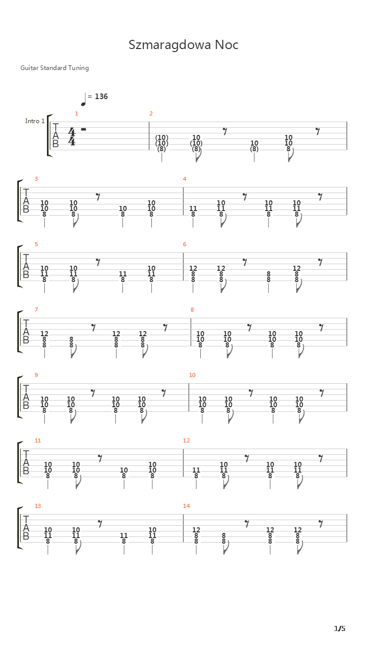 Szmaragdowa Noc吉他谱