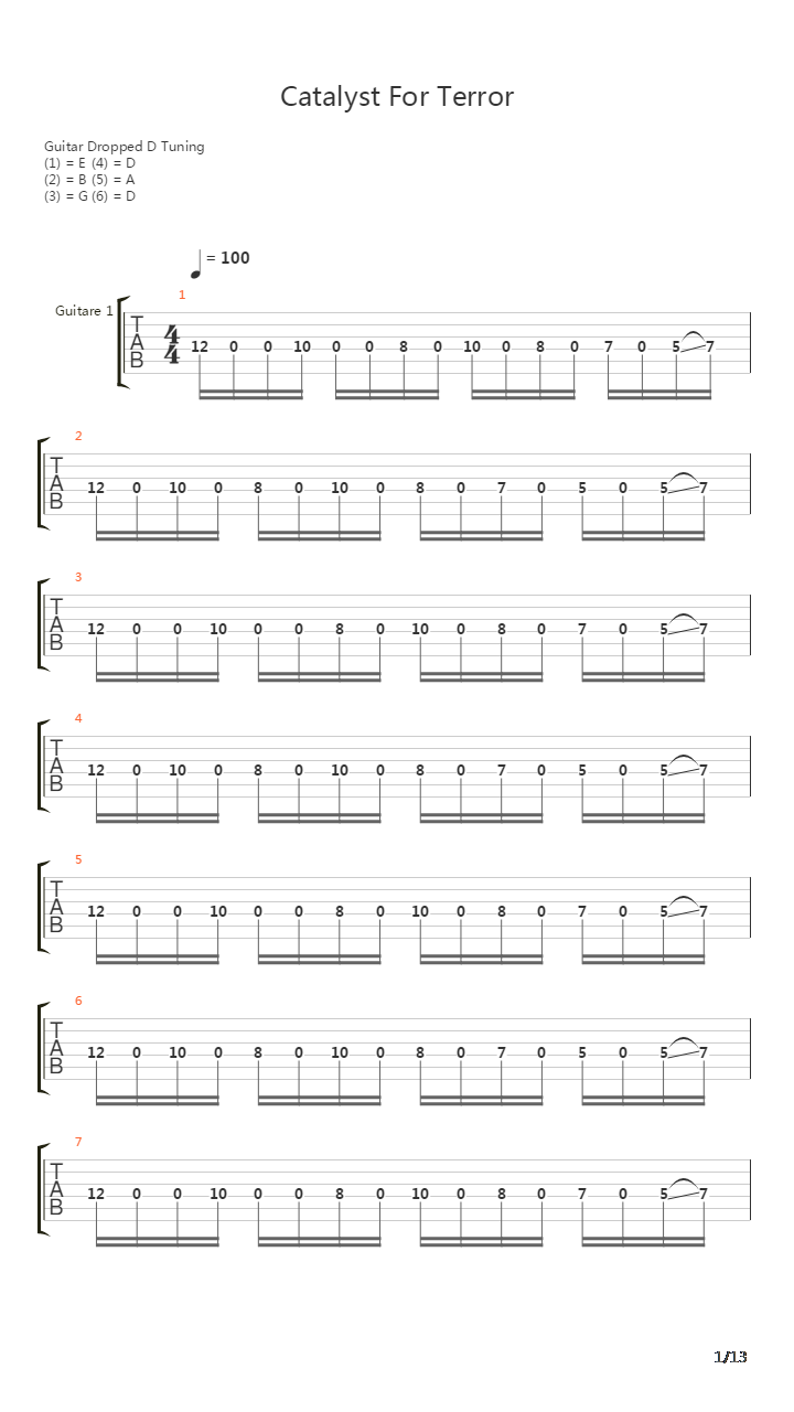 Catalyst Of Terror吉他谱