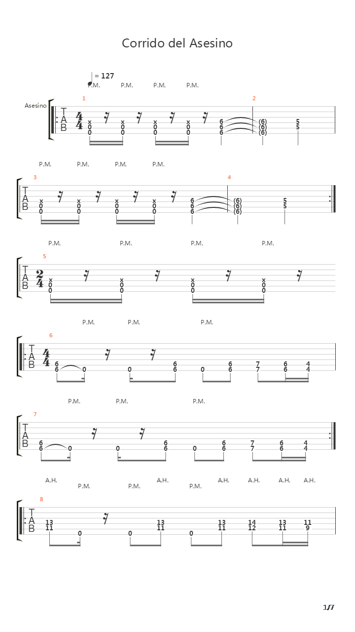 Corrido Del Asesino吉他谱