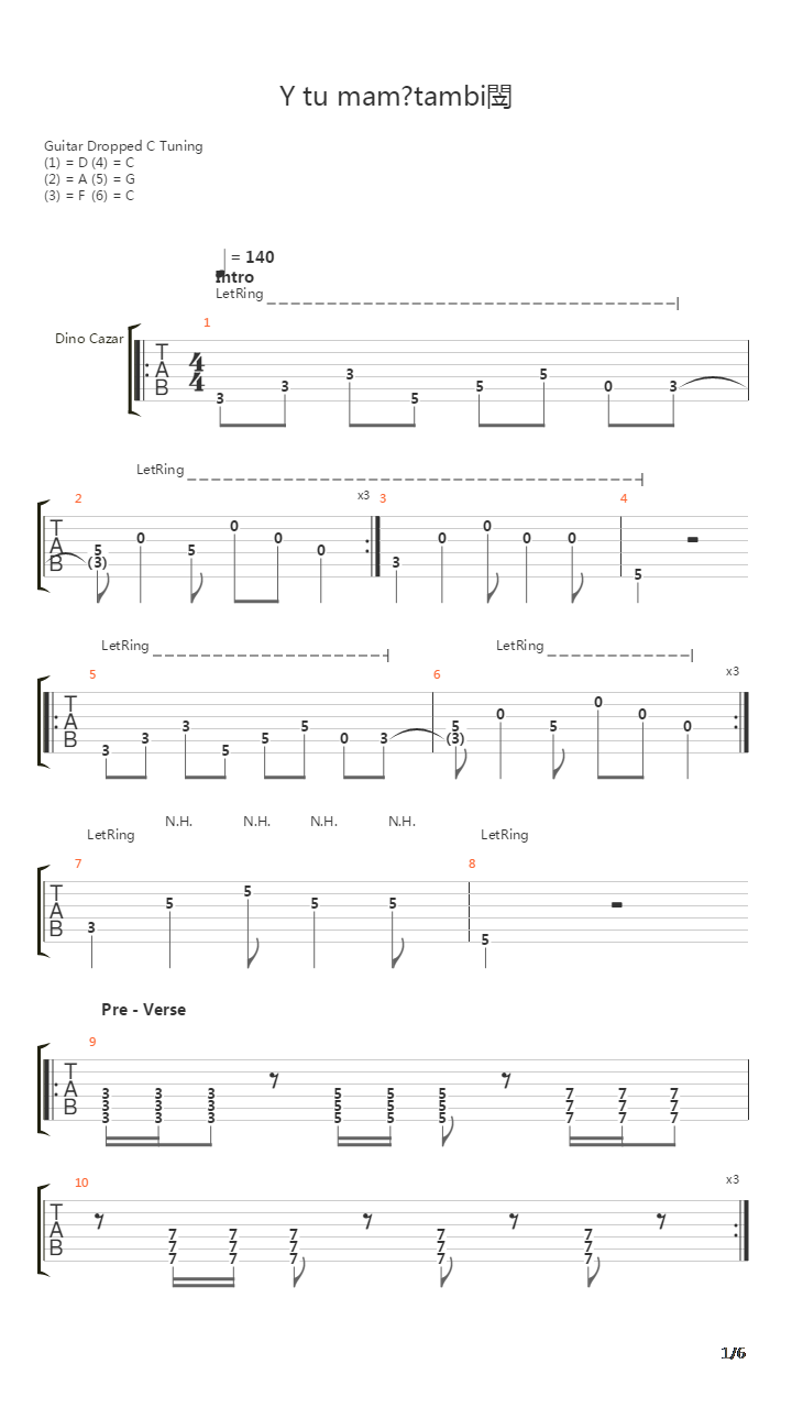 Y Tu Mama Tambin吉他谱