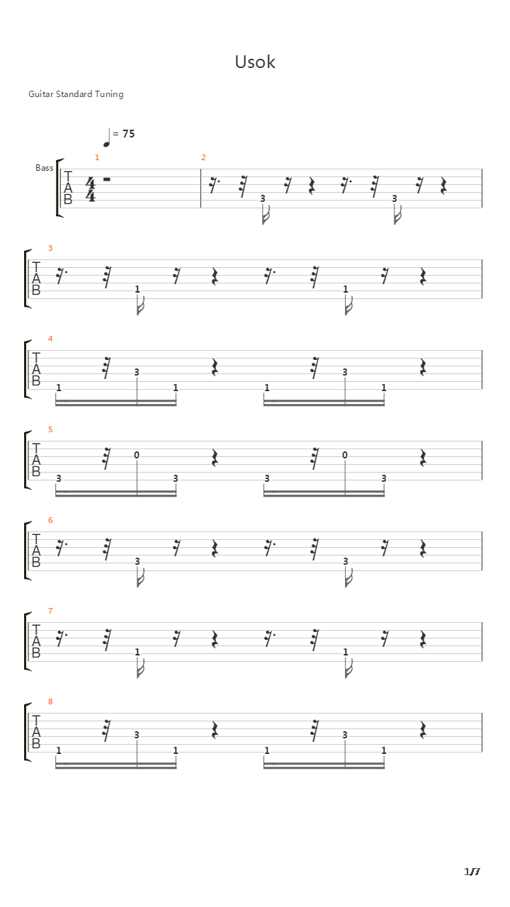 Usok吉他谱