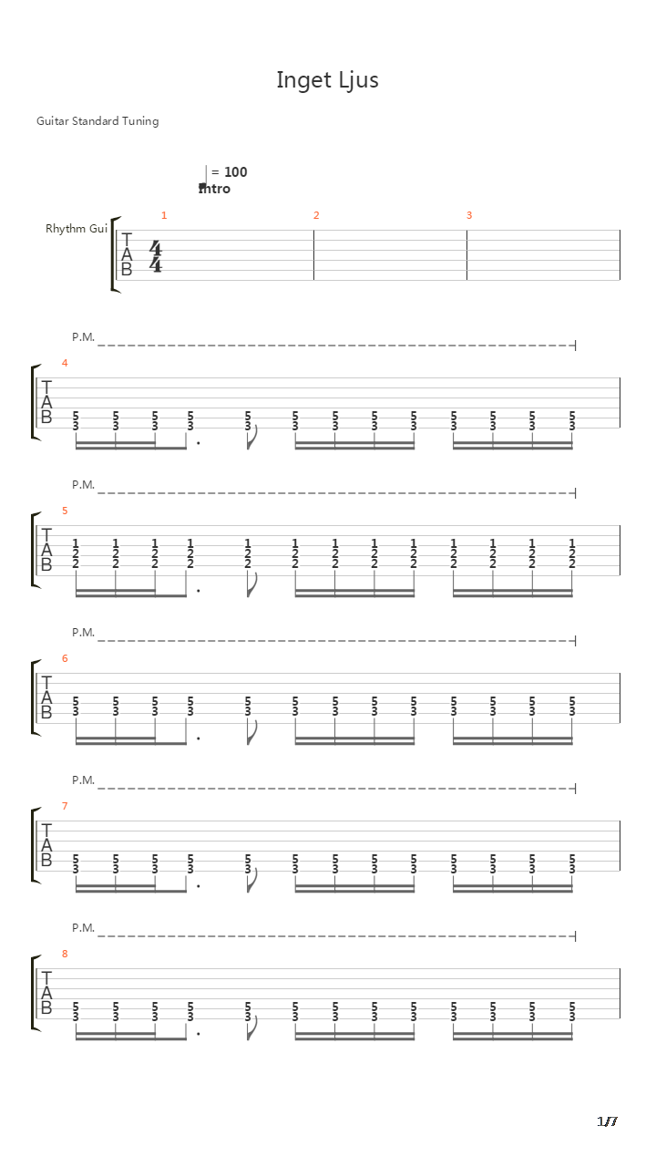 Inget Ljus吉他谱