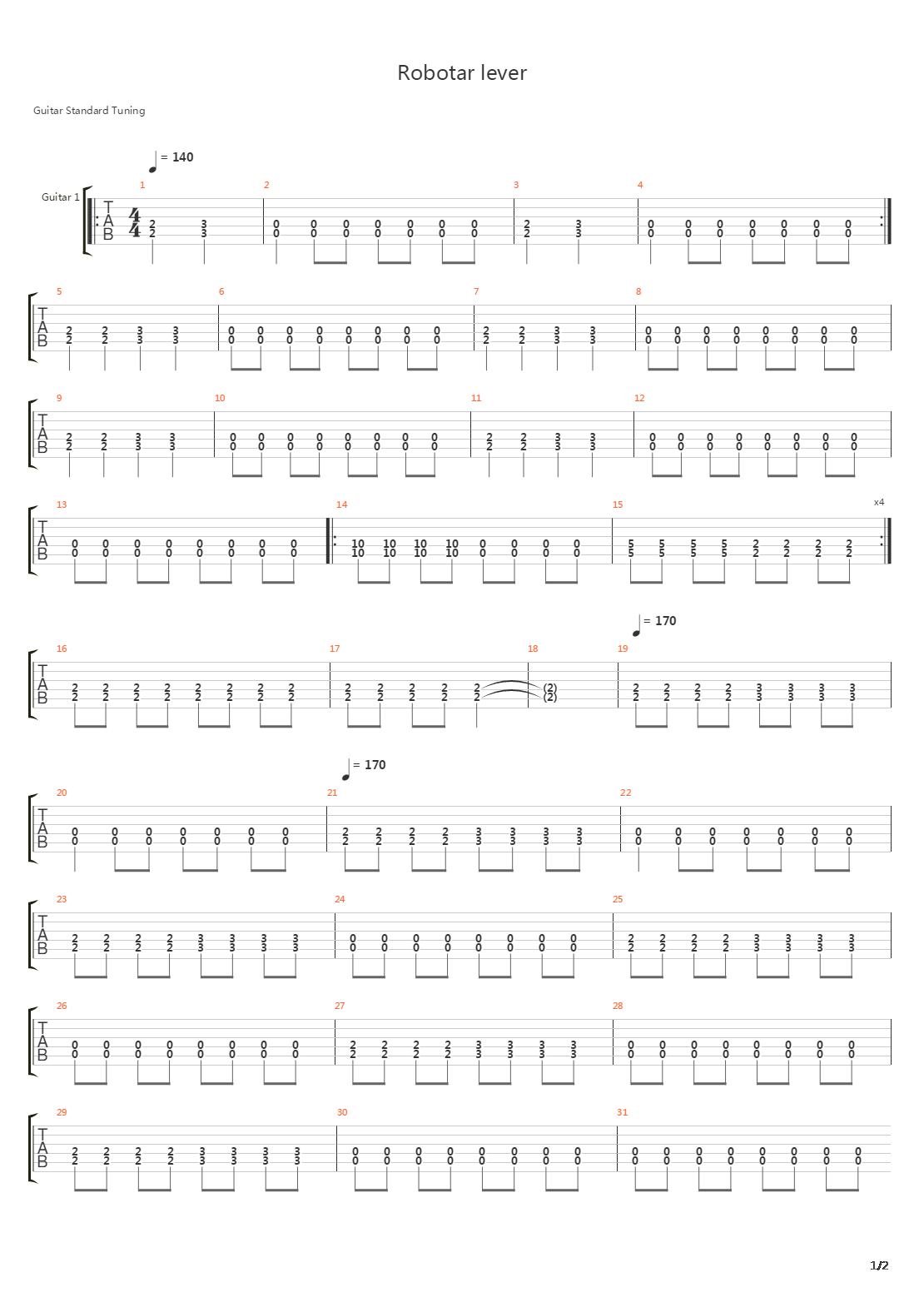 Robotar Lever吉他谱