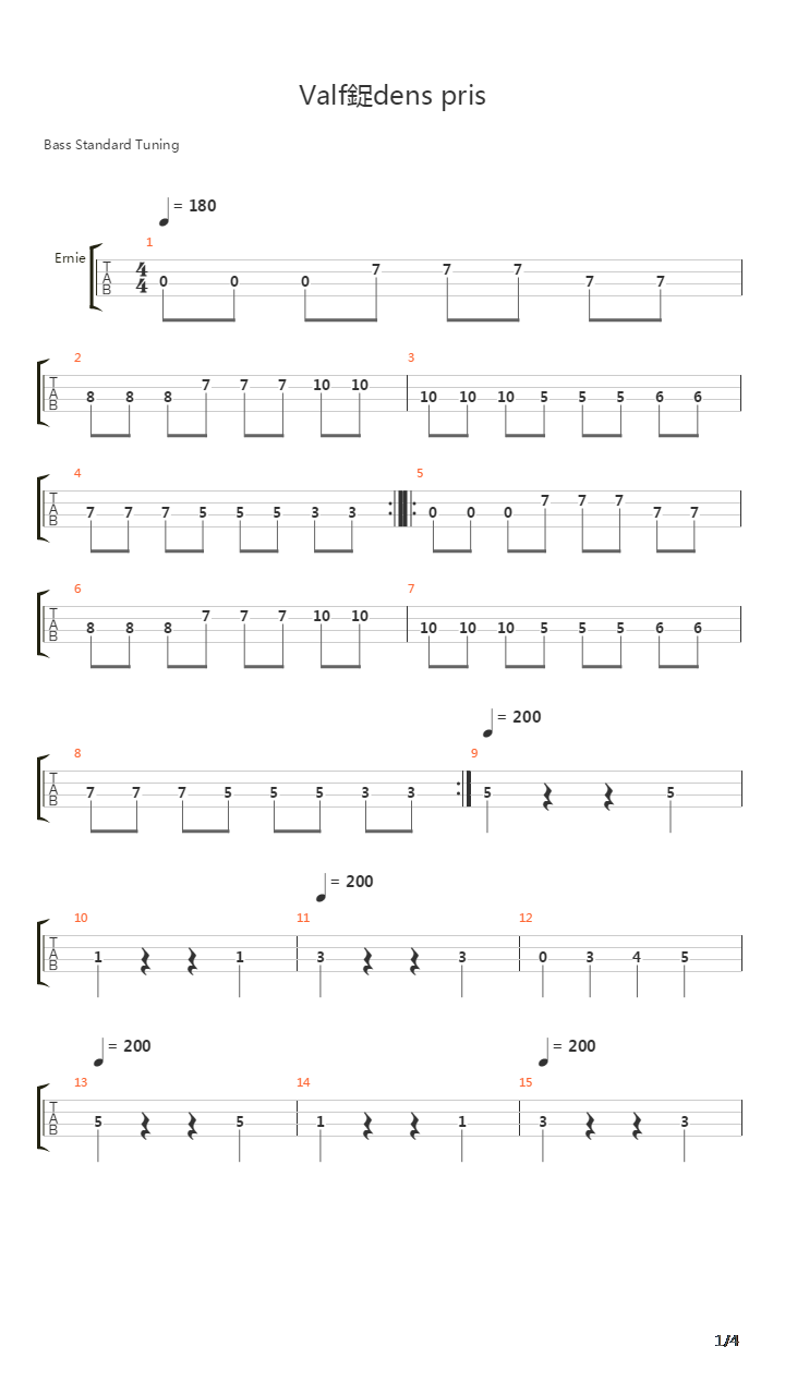 Valfrdens Pris吉他谱