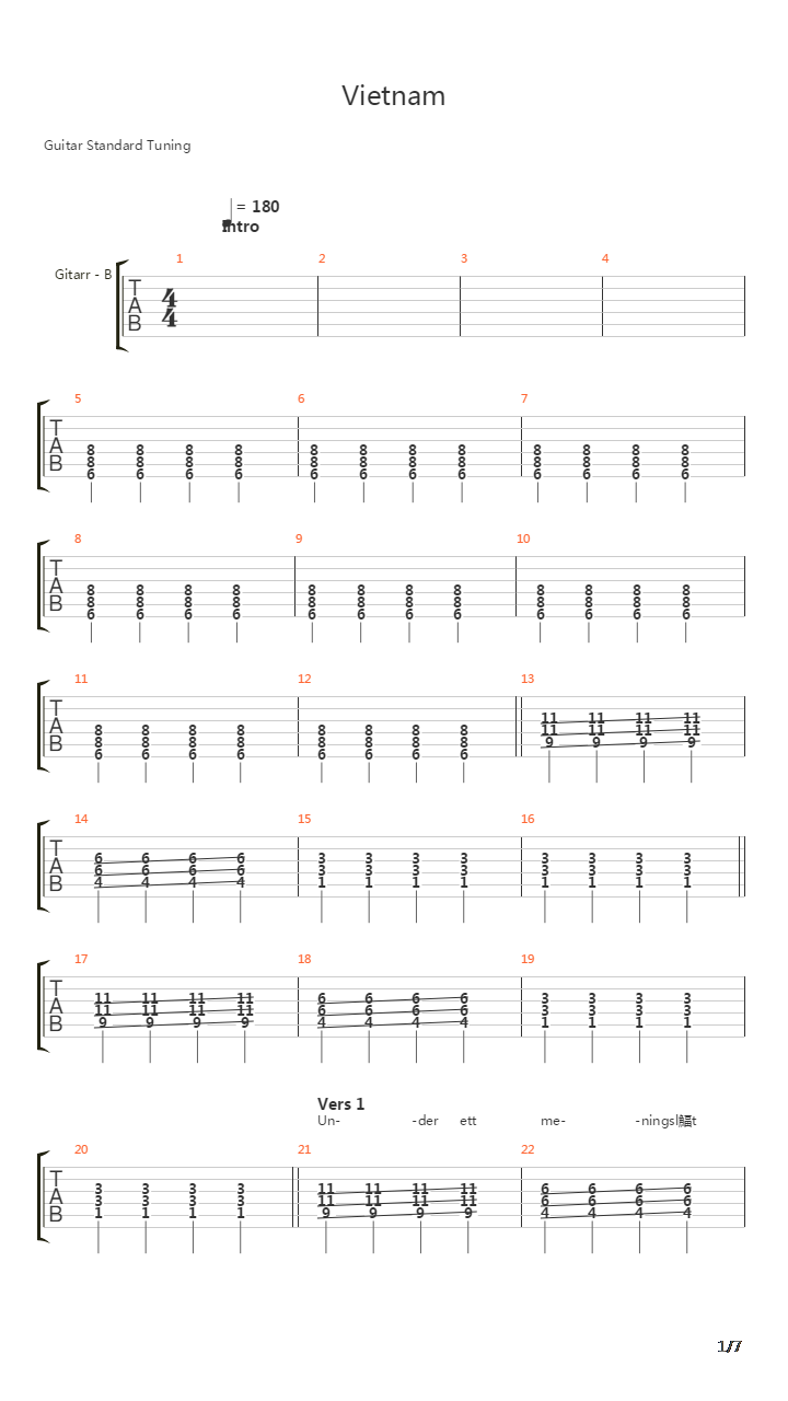 Vietnam吉他谱