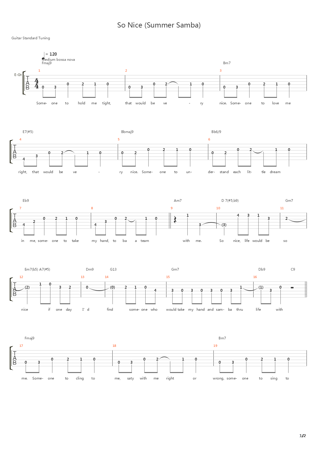 So Nice Summer Samba吉他谱