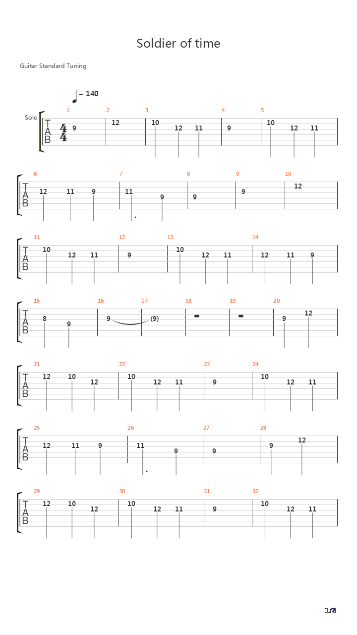 Soldier Of Time吉他谱