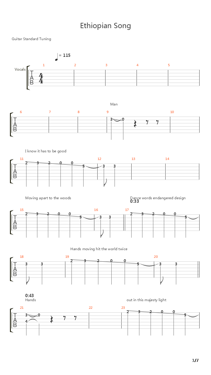 Ethiopian Song吉他谱