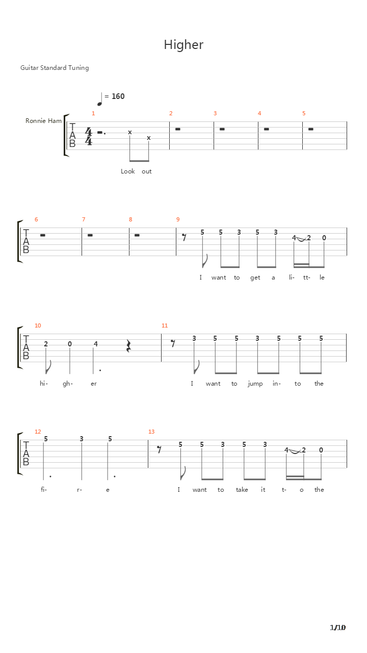 Higher吉他谱