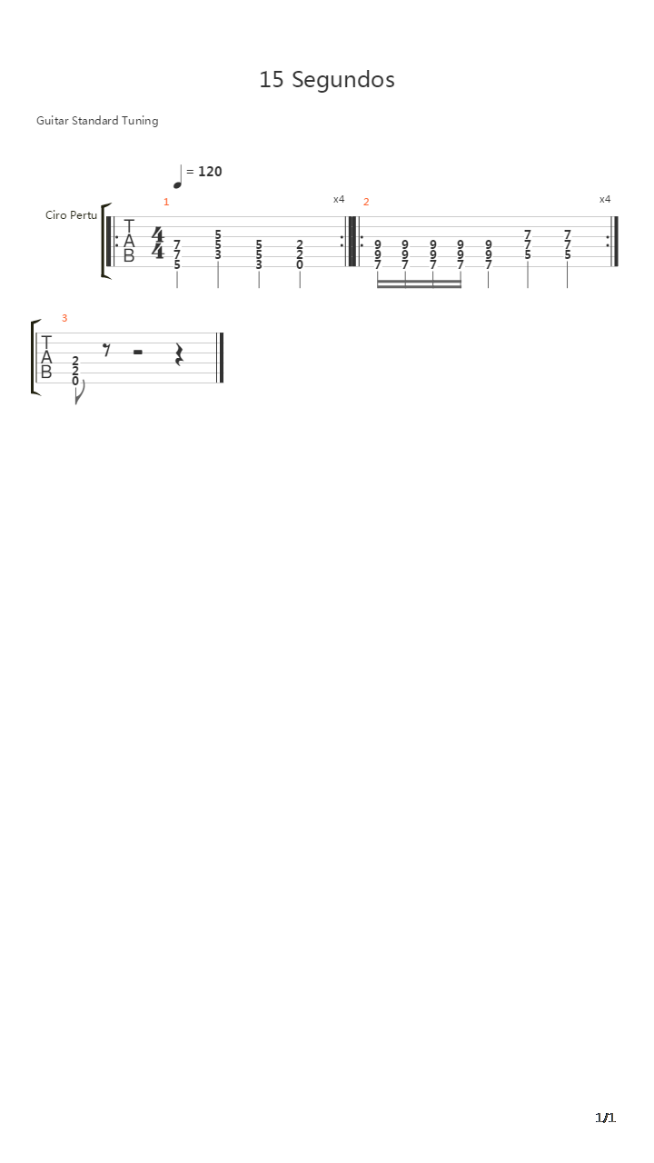 15 Segundos吉他谱