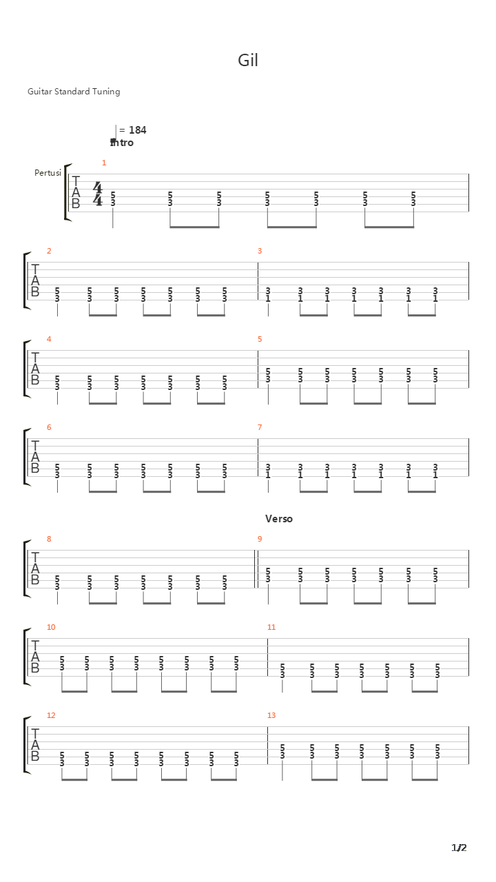 Gil吉他谱