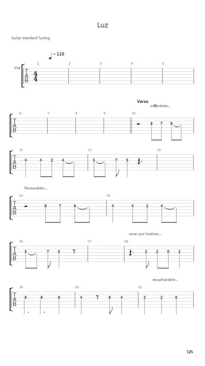 Luz吉他谱