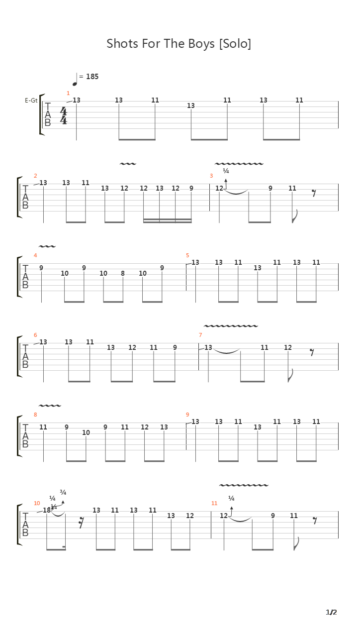 Shots For The Boys吉他谱