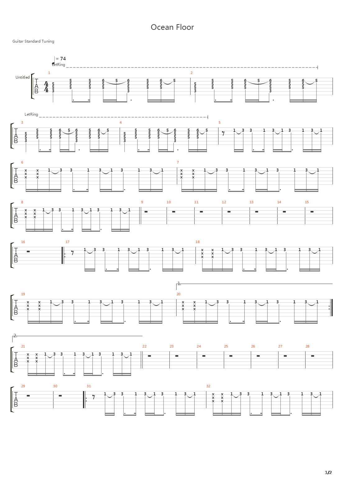 Ocean Floor吉他谱