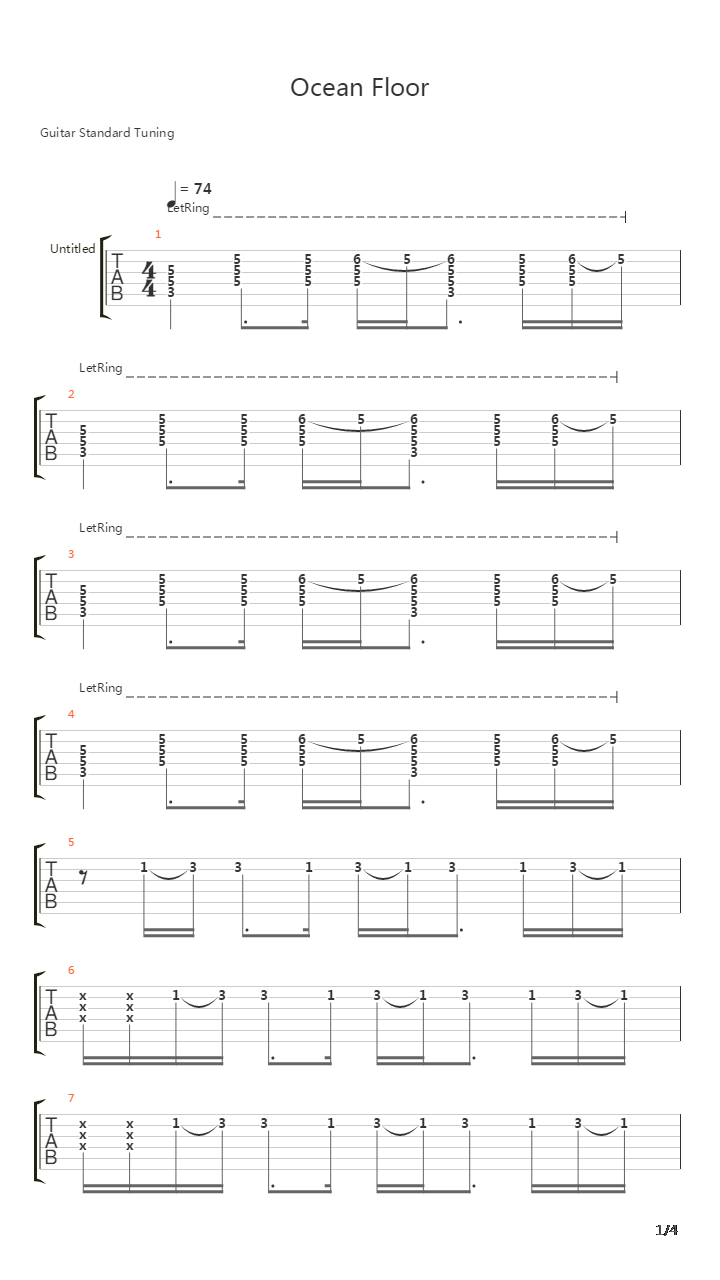Ocean Floor吉他谱