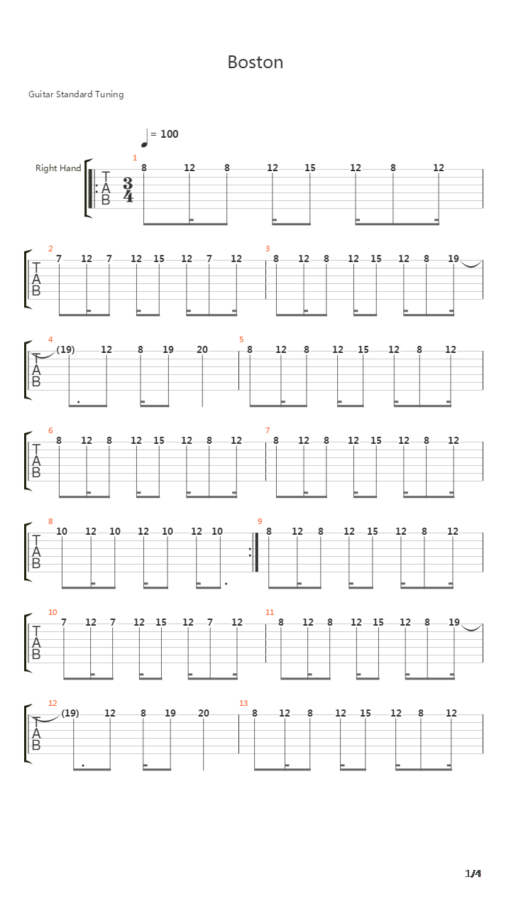 Boston吉他谱