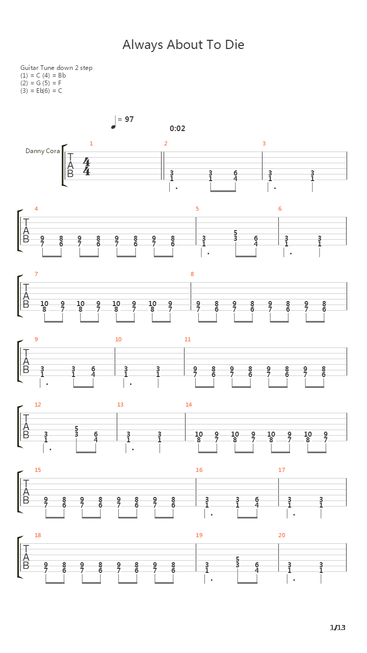 Always About To Die吉他谱