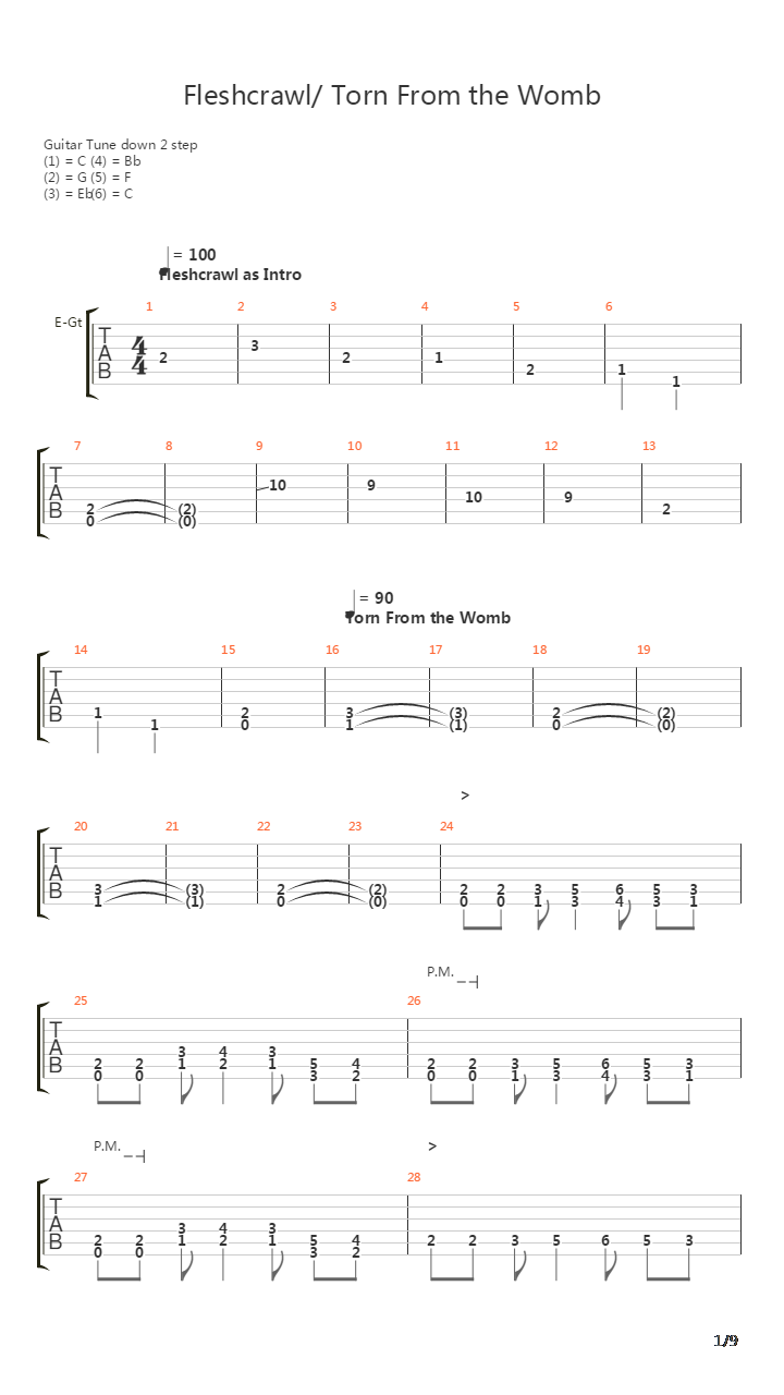 Fleshcrawl Torn From The Womb吉他谱