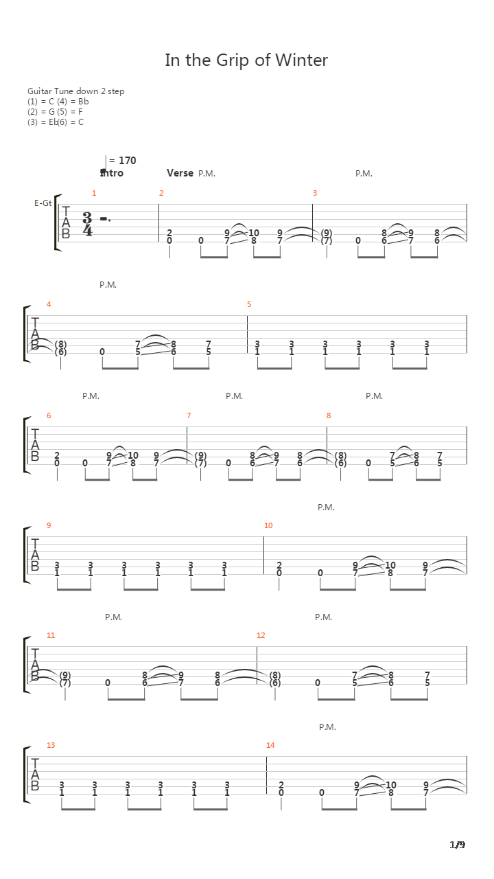 In The Grip Of Winter吉他谱