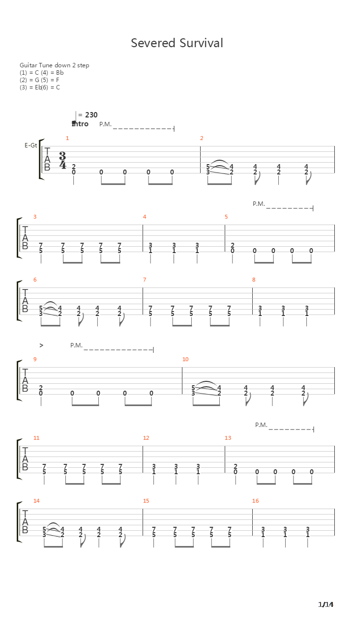 Severed Survival吉他谱